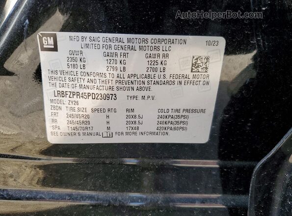 LRBFZPR45PD230973 2023 BUICK ENVISION Black VIN sticker view