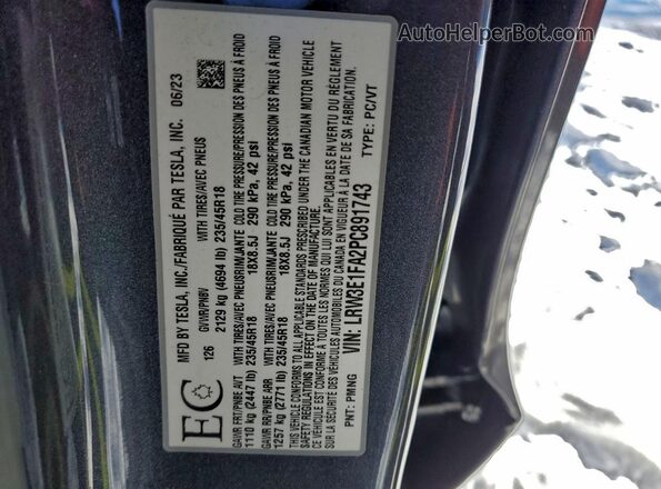 LRW3E1FA2PC891743 2023 TESLA MODEL Серый Вид подкапотного пространства