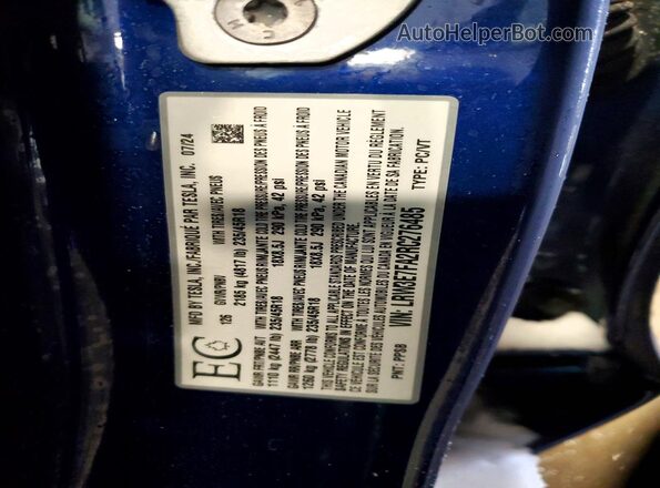 LRW3E7FA2RC276485 2024 TESLA MODEL Blue ძრავის განყოფილების ხედი