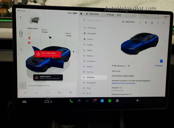 LRW3E7FA2RC276485 2024 TESLA MODEL Blue ხელსაწყოთა პანელის ხედი