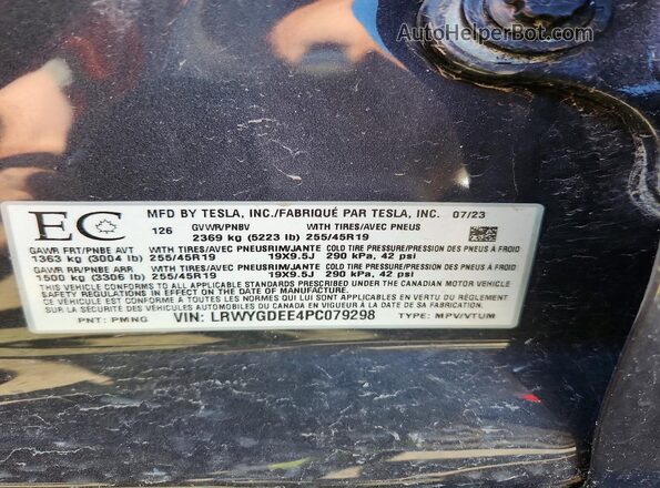 LRWYGDEE4PC079298 2023 TESLA MODEL Gray 