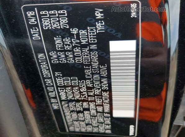 LYV102RK8KB177471 2019 VOLVO XC60 Black Vista de la etiqueta del VIN