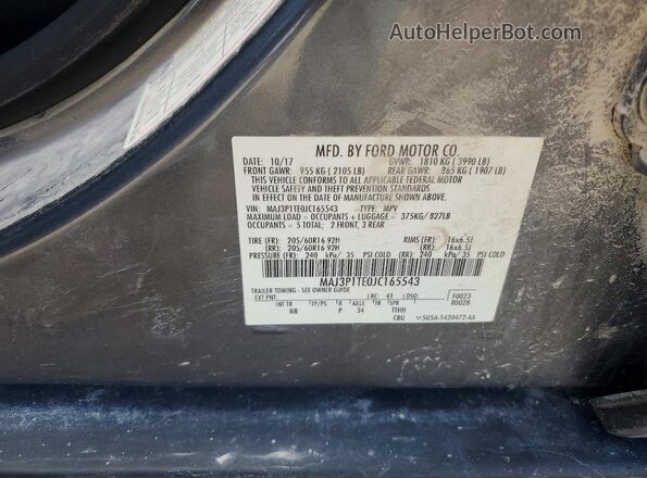 MAJ3P1TE0JC165543 2018 FORD ECOSPORT Charcoal Вид наклейки з VIN-кодом