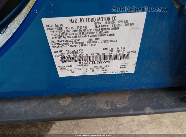 MAJ3P1TE3JC225590 2018 FORD ECOSPORT Синий Вид подкапотного пространства