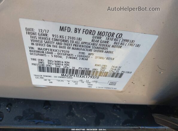 MAJ3P1TEXJC179370 2018 FORD ECOSPORT Silver Vista del compartimento del motor