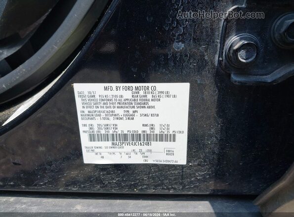 MAJ3P1VE4JC162481 2018 FORD ECOSPORT Black Widok komory silnika