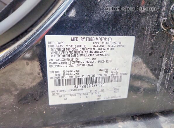 MAJ3S2FE2LC391120 2020 FORD ECOSPORT Черный Вид наклейки с VIN-кодом