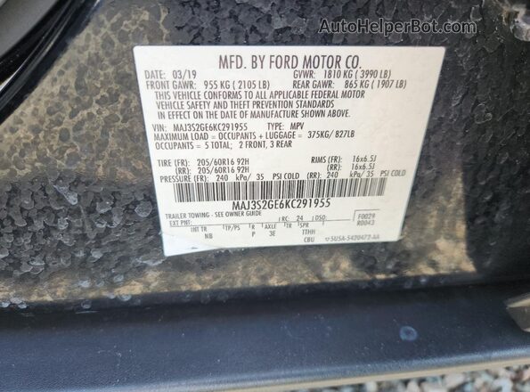 MAJ3S2GE6KC291955 2019 FORD ECOSPORT Black 