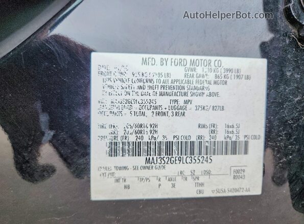 MAJ3S2GE9LC355245 2020 FORD ECOSPORT Black 