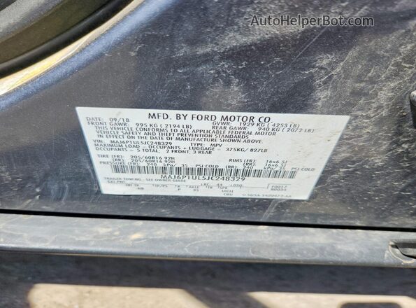 MAJ6P1UL5JC248329 2018 FORD ECOSPORT Gray 