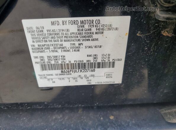 MAJ6P1UL7JC227160 2018 FORD ECOSPORT Black Вид підкапотного простору