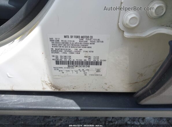 MAJ6P1WL2JC181248 2018 FORD ECOSPORT White Widok komory silnika