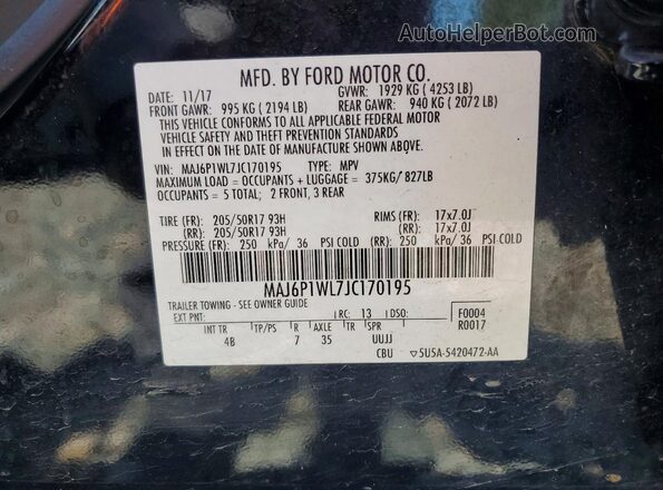 MAJ6P1WL7JC170195 2018 FORD ECOSPORT Black ძრავის განყოფილების ხედი