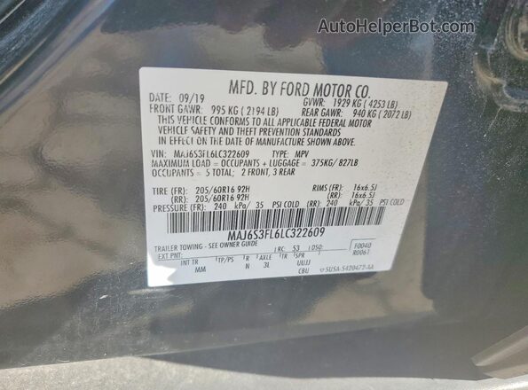 MAJ6S3FL6LC322609 2020 FORD ECOSPORT Black ძრავის განყოფილების ხედი