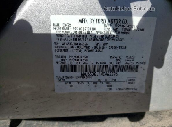 MAJ6S3GL1NC465596 2022 FORD ECOSPORT Silver Вид підкапотного простору