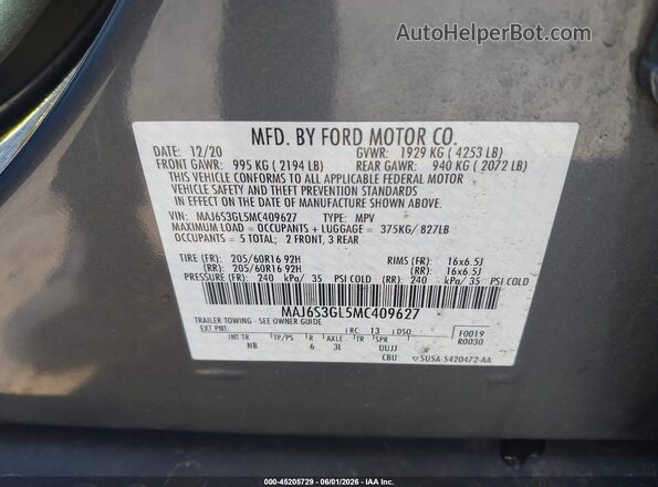 MAJ6S3GL5MC409627 2021 FORD ECOSPORT Blue ძრავის განყოფილების ხედი