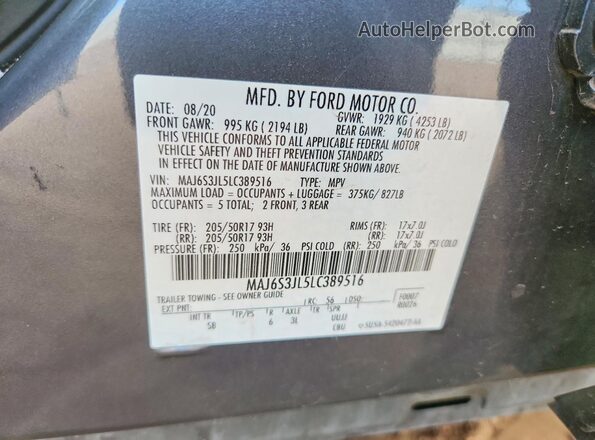 MAJ6S3JL5LC389516 2020 FORD ECOSPORT Gray Vista del compartimento del motor