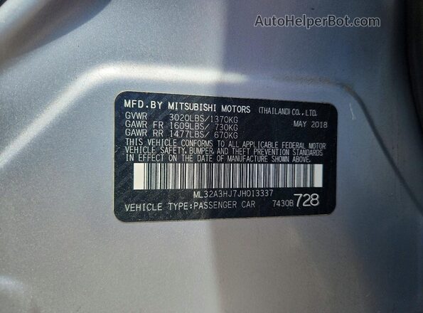 ML32A3HJ7JH013337 2018 MITSUBISHI MIRAGE Silver Շարժիչի բաժամունքի տեսք
