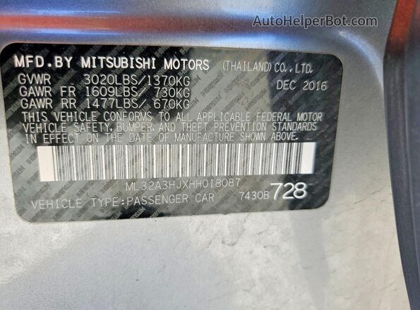 ML32A3HJXHH018087 2017 MITSUBISHI MIRAGE Gray 