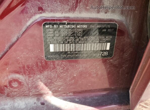 ML32A4HJ1HH019599 2017 MITSUBISHI MIRAGE Purple Engine compartment view