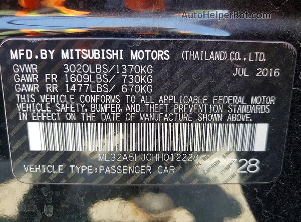 ML32A5HJ0HH012228 2017 MITSUBISHI MIRAGE Black Engine compartment view