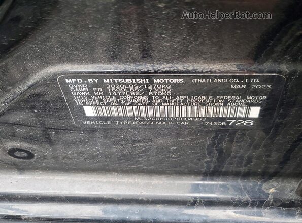ML32AUHJ0PH004963 2023 MITSUBISHI MIRAGE Black 