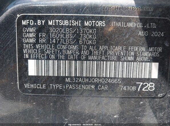 ML32AUHJ0RH024665 2024 MITSUBISHI MIRAGE Черный Вид подкапотного пространства