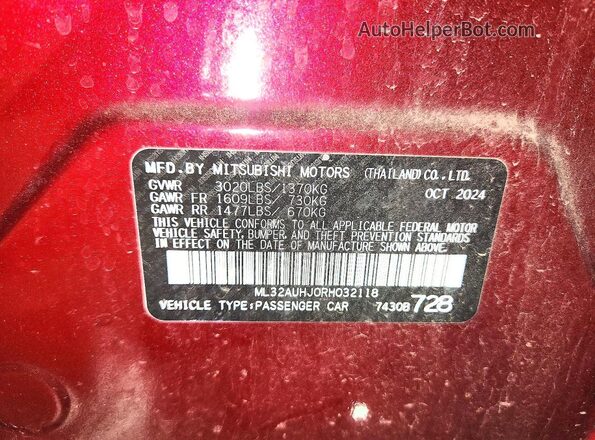 ML32AUHJ0RH032118 2024 MITSUBISHI MIRAGE Purple 