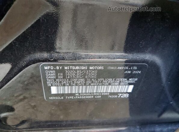 ML32AUHJ1RH019989 2024 MITSUBISHI MIRAGE Black Engine compartment view