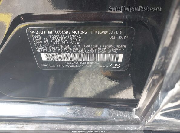 ML32AUHJ5RH030154 2024 MITSUBISHI MIRAGE Black ძრავის განყოფილების ხედი