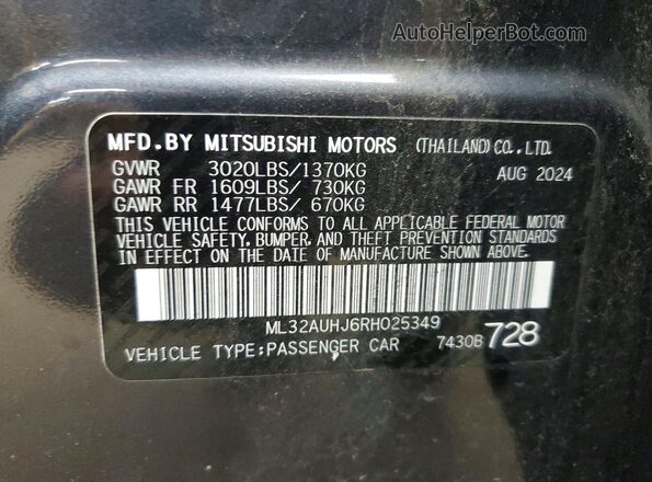 ML32AUHJ6RH025349 2024 MITSUBISHI MIRAGE Gray 