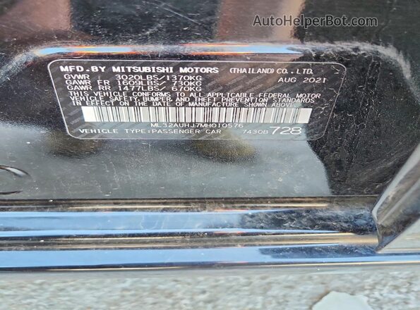ML32AUHJ7MH010576 2021 MITSUBISHI MIRAGE Black Vista del compartimento del motor