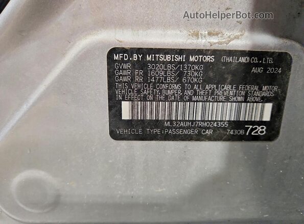 ML32AUHJ7RH024355 2024 MITSUBISHI MIRAGE Серебряный 