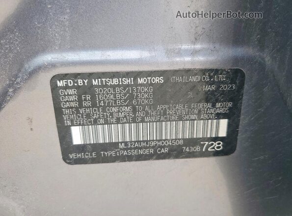 ML32AUHJ9PH004508 2023 MITSUBISHI MIRAGE Gray ძრავის განყოფილების ხედი