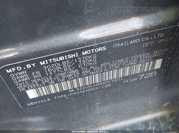 ML32AUHJXRH007601 2024 MITSUBISHI MIRAGE Gray Vista del compartimento del motor