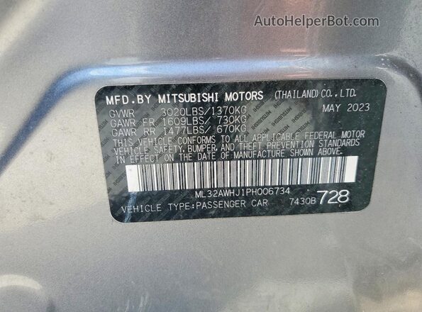 ML32AWHJ1PH006734 2023 MITSUBISHI MIRAGE Gray 