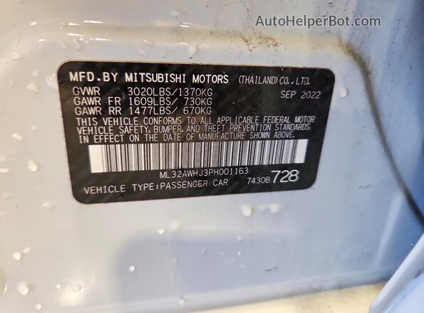 ML32AWHJ3PH001163 2023 MITSUBISHI MIRAGE Silver 