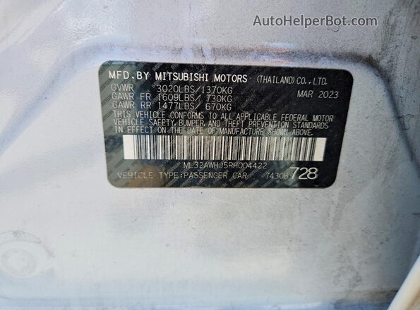 ML32AWHJ5PH004422 2023 MITSUBISHI MIRAGE Silver ძრავის განყოფილების ხედი