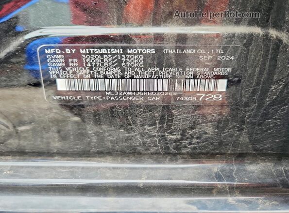 ML32AWHJ6RH030269 2024 MITSUBISHI MIRAGE Black Vista del compartimento del motor