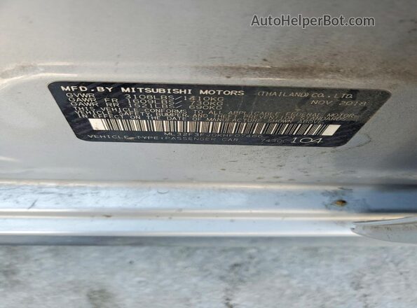 ML32F3FJ0KHF07466 2019 MITSUBISHI MIRAGE Silver Engine compartment view