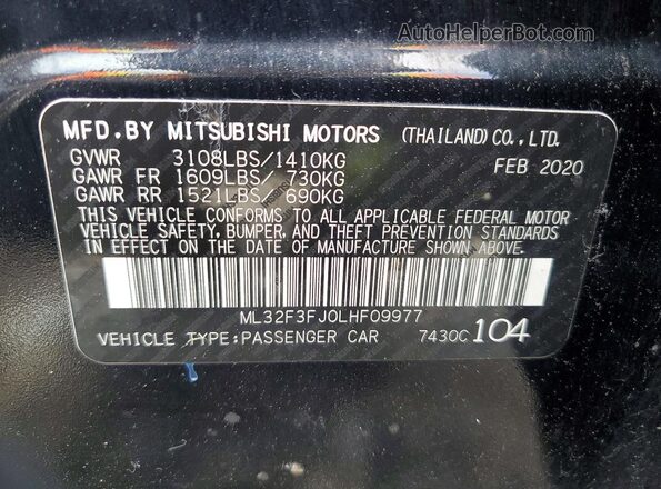 ML32F3FJ0LHF09977 2020 MITSUBISHI MIRAGE Black Engine compartment view