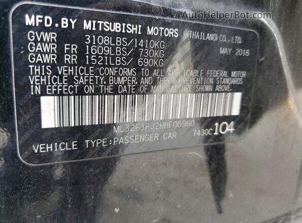ML32F3FJ2HHF06960 2017 MITSUBISHI MIRAGE Black Widok komory silnika