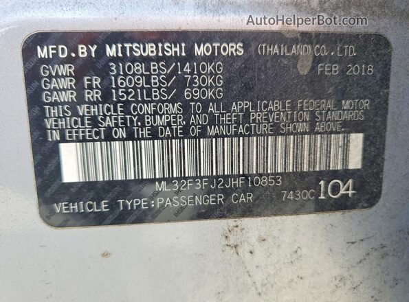ML32F3FJ2JHF10853 2018 MITSUBISHI MIRAGE Silver Вид підкапотного простору