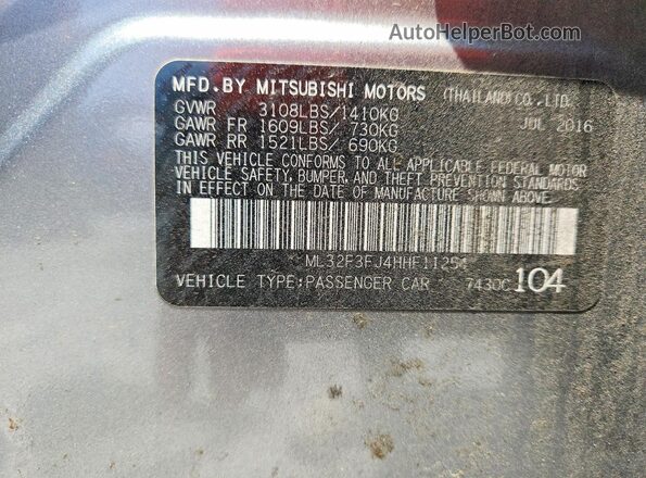 ML32F3FJ4HHF11254 2017 MITSUBISHI MIRAGE Gray Engine compartment view