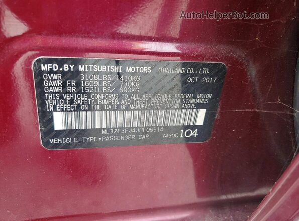 ML32F3FJ4JHF06514 2018 MITSUBISHI MIRAGE Purple Widok komory silnika