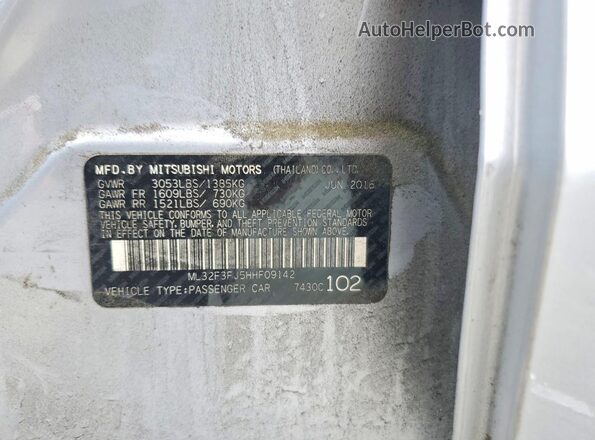 ML32F3FJ5HHF09142 2017 MITSUBISHI MIRAGE Silver Շարժիչի բաժամունքի տեսք