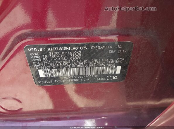 ML32F3FJ5JHF05310 2018 MITSUBISHI MIRAGE G4 Red Engine compartment view