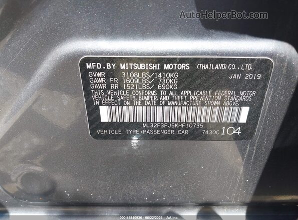 ML32F3FJ5KHF10735 2019 MITSUBISHI MIRAGE G4 Серый Вид подкапотного пространства