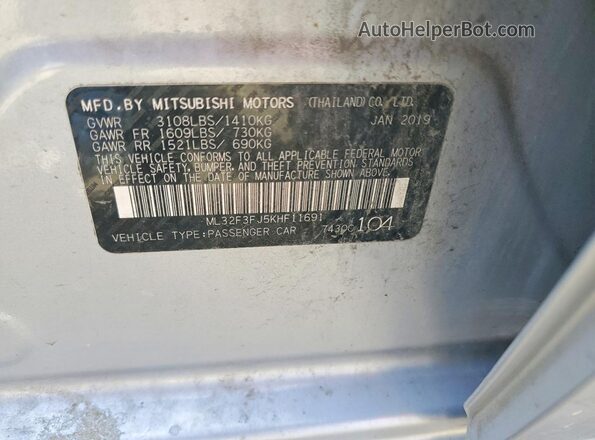 ML32F3FJ5KHF11691 2019 MITSUBISHI MIRAGE Silver Engine compartment view