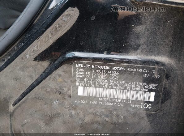 ML32F3FJ5LHF11353 2020 MITSUBISHI MIRAGE G4 Черный Вид подкапотного пространства